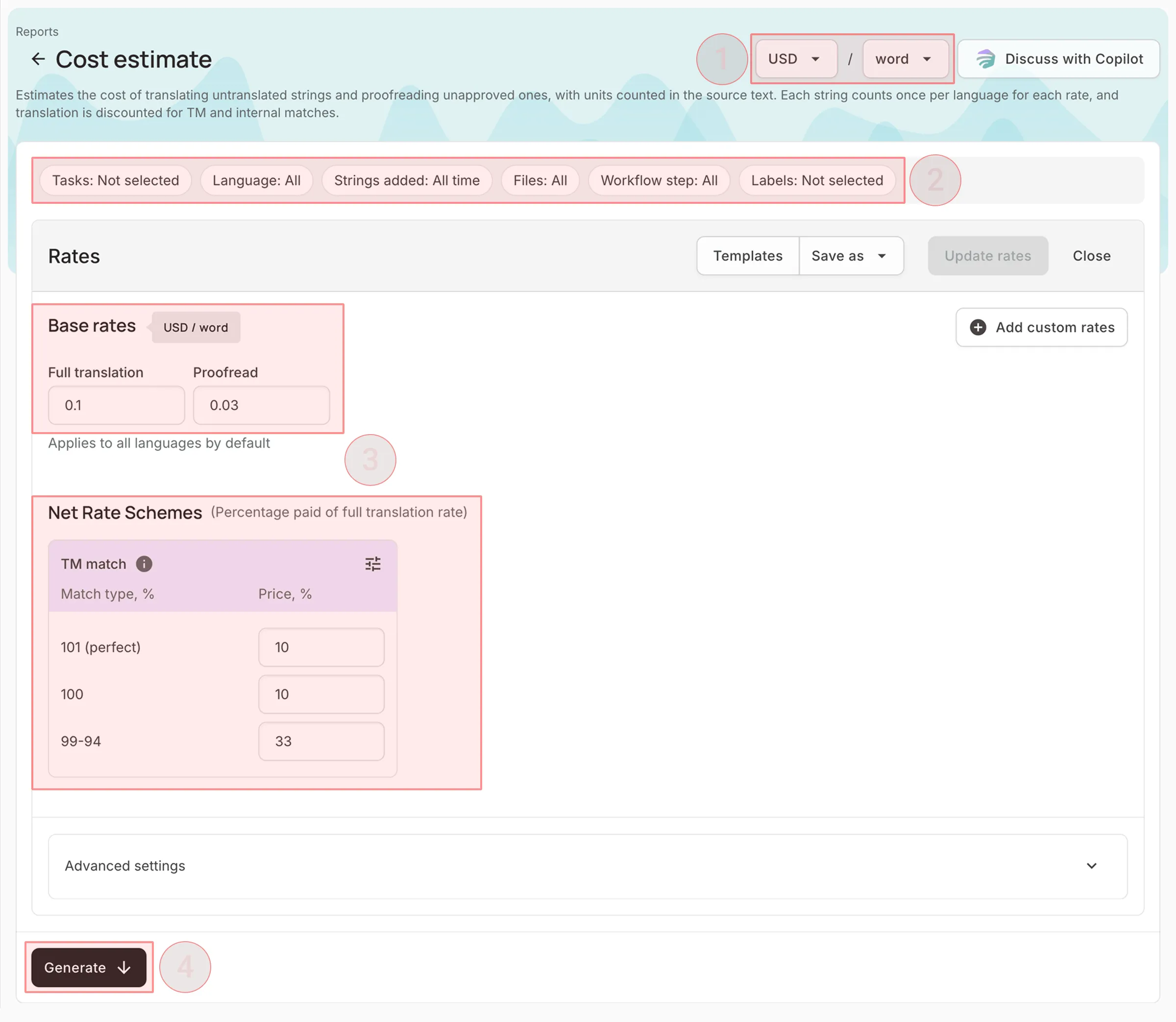 Generating Cost Estimate